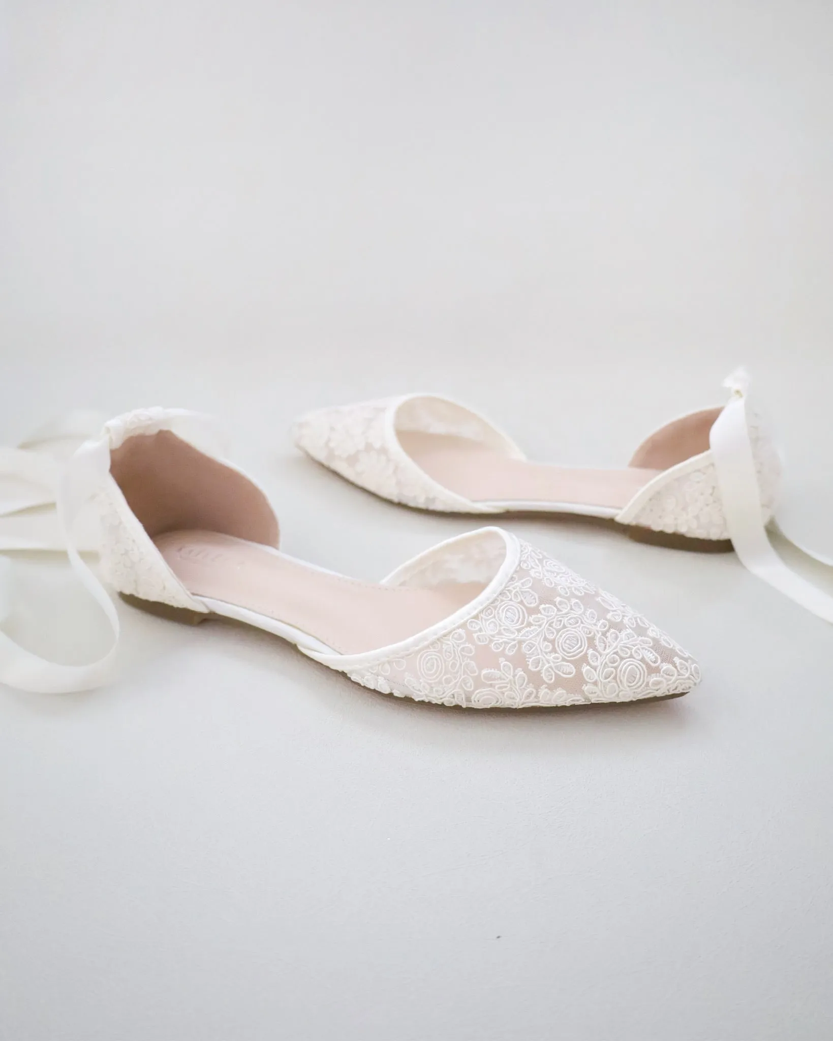 Ivory Crochet Lace Pointy Toe with Ballerina Lace Up