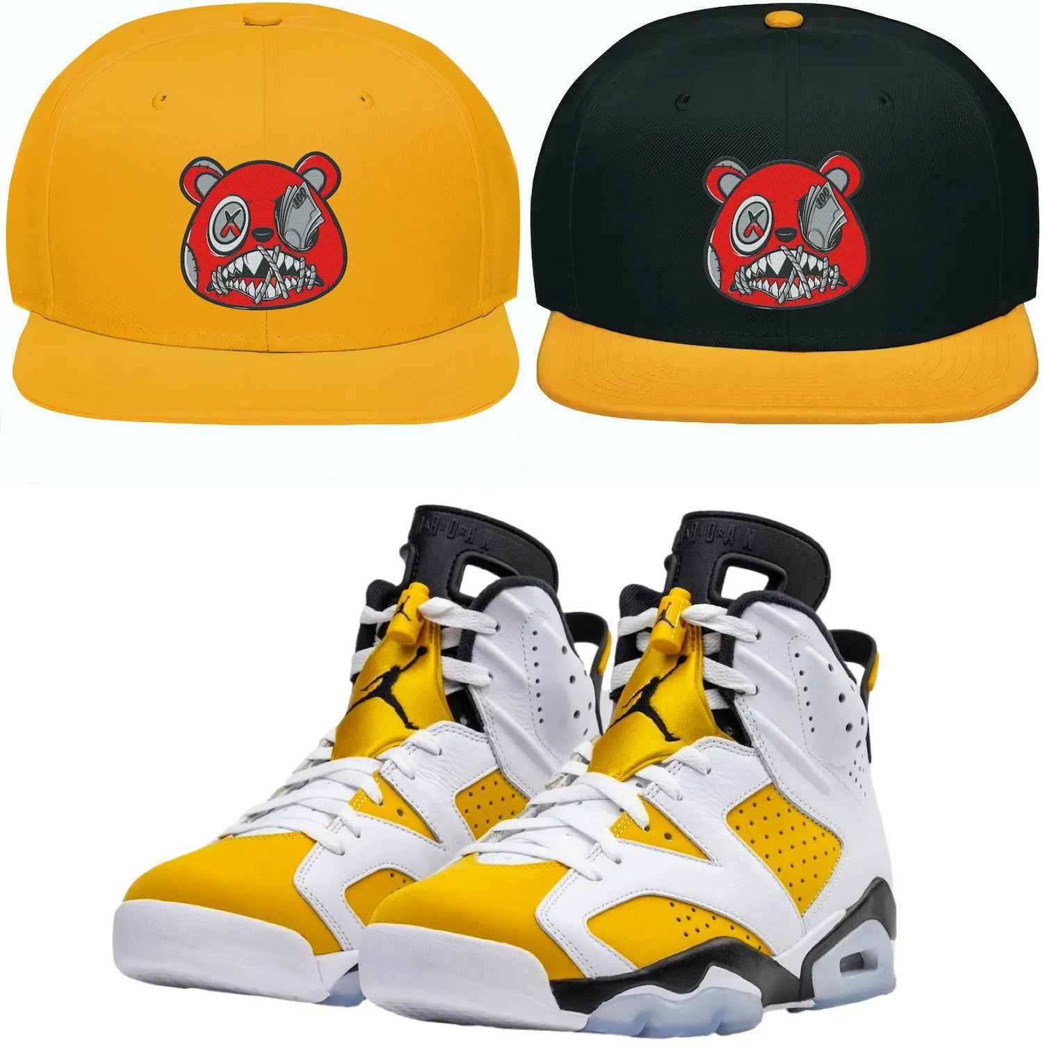 Jordan 6 Yellow Ochre 6s Snapback Hat to Match - RED MONEY TALKS BAWS