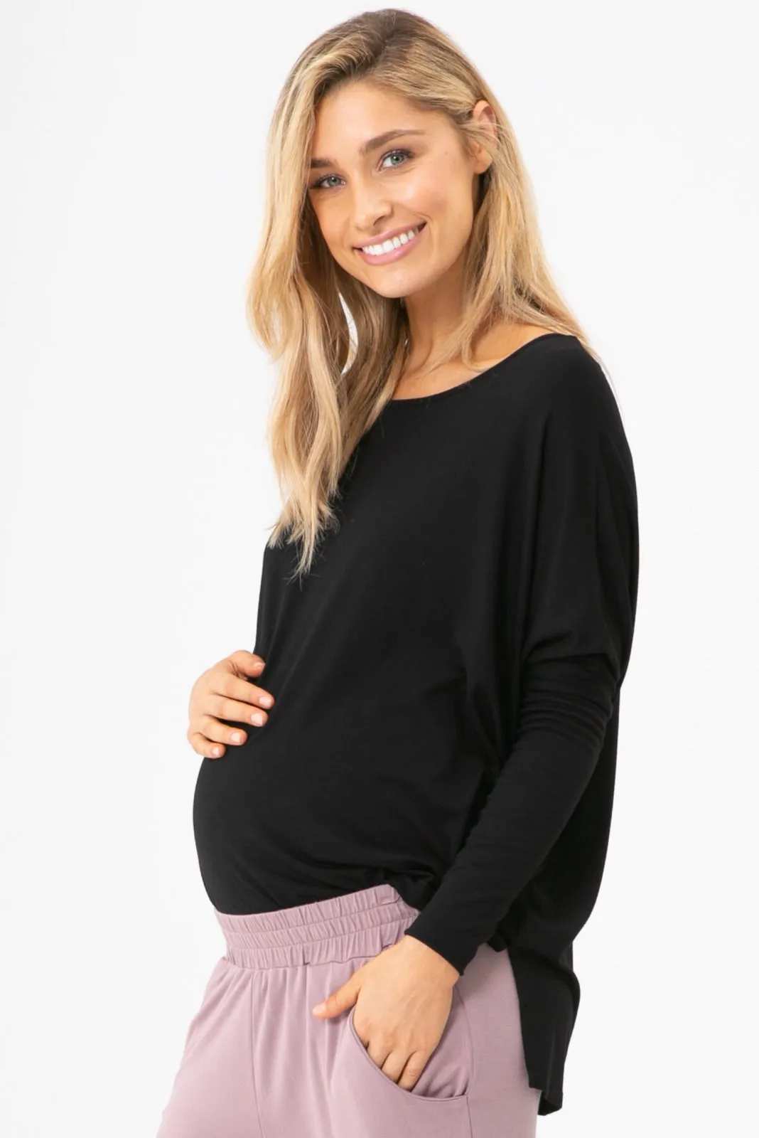 Liv Long Sleeve Slouch Top - Black