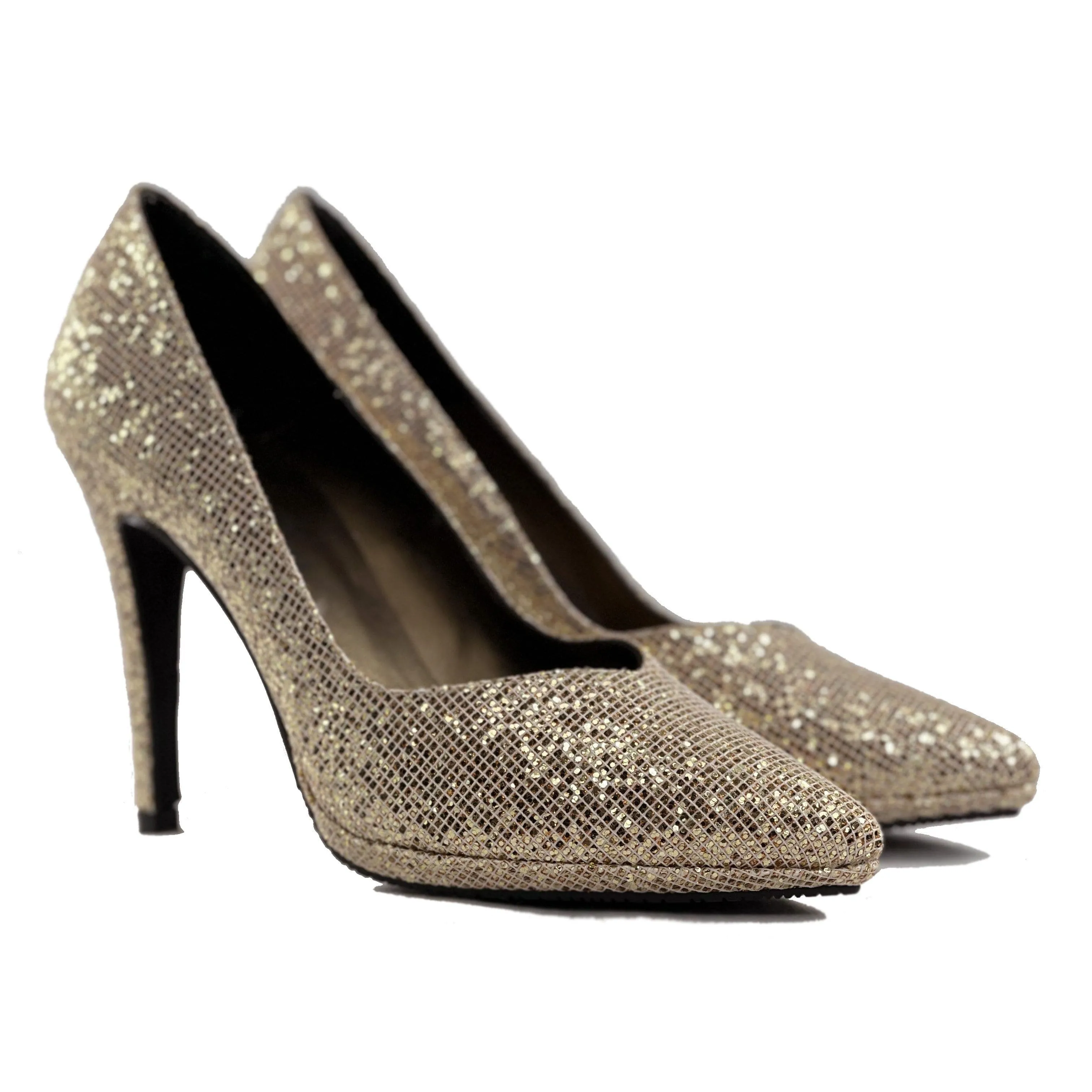 'Mercury' apricot glitter vegan stiletto by Zette Shoes