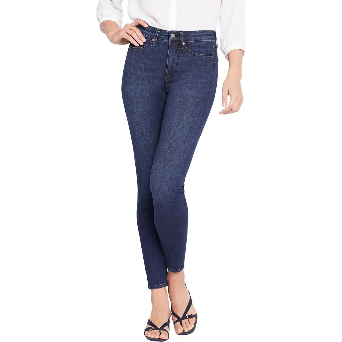 NYDJ Womens Ami High-Rise Dark Wash Skinny Jeans