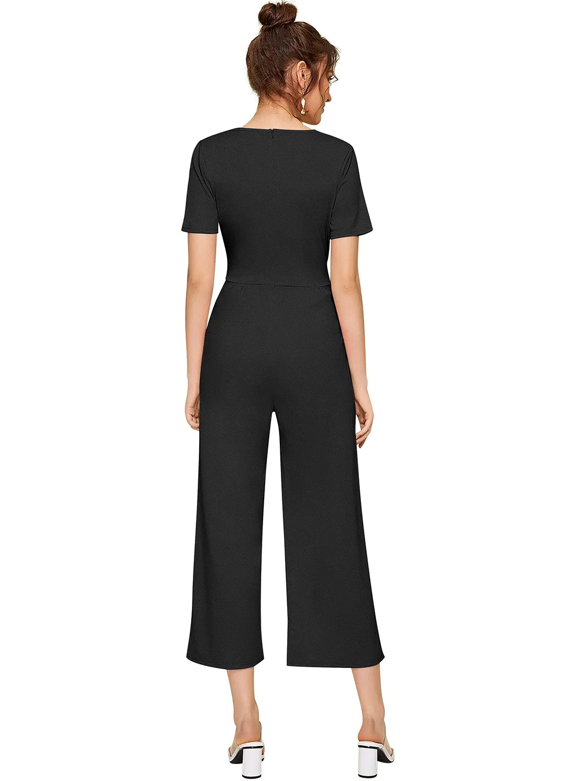 Odette Black  Knit Fabric Jumpsuit For Women