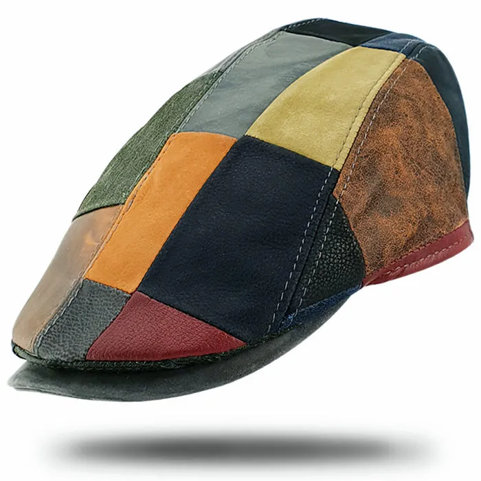 Patch Leather Flat Cap-IT204