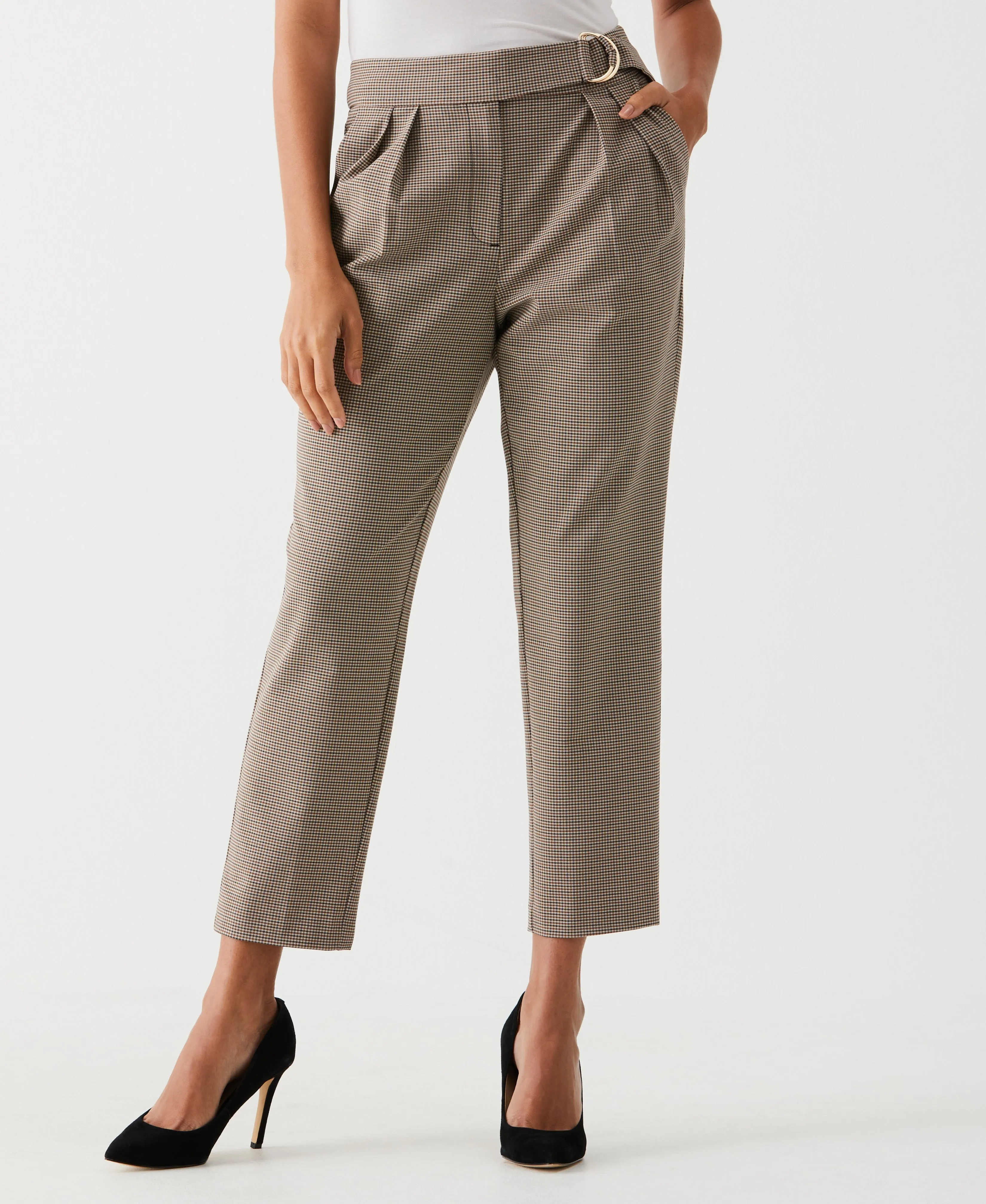 Petite Pleated Pant with Self Fabric Belt