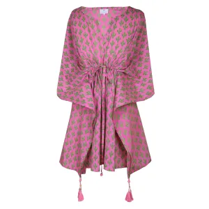 Pink Prickly Pax Cactus Short Kaftan