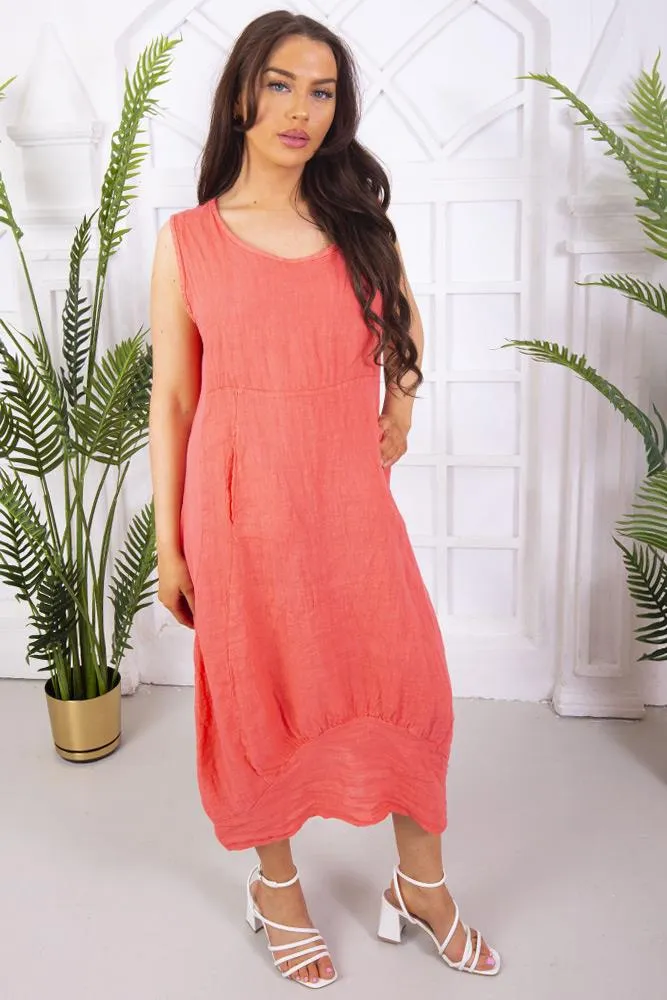 Plain Linen Pocket Dress