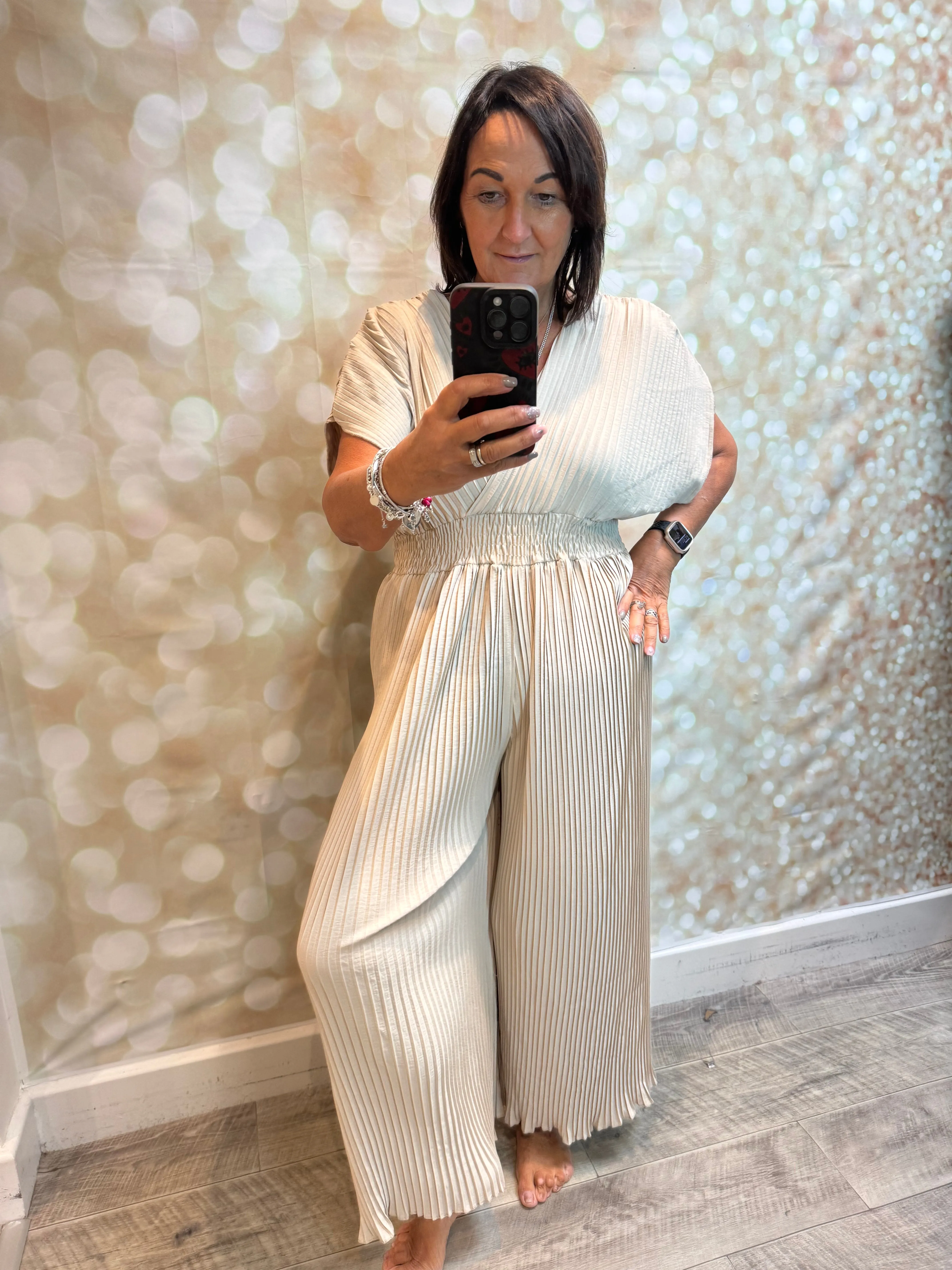 Pleated Palazzo Jumpsuit