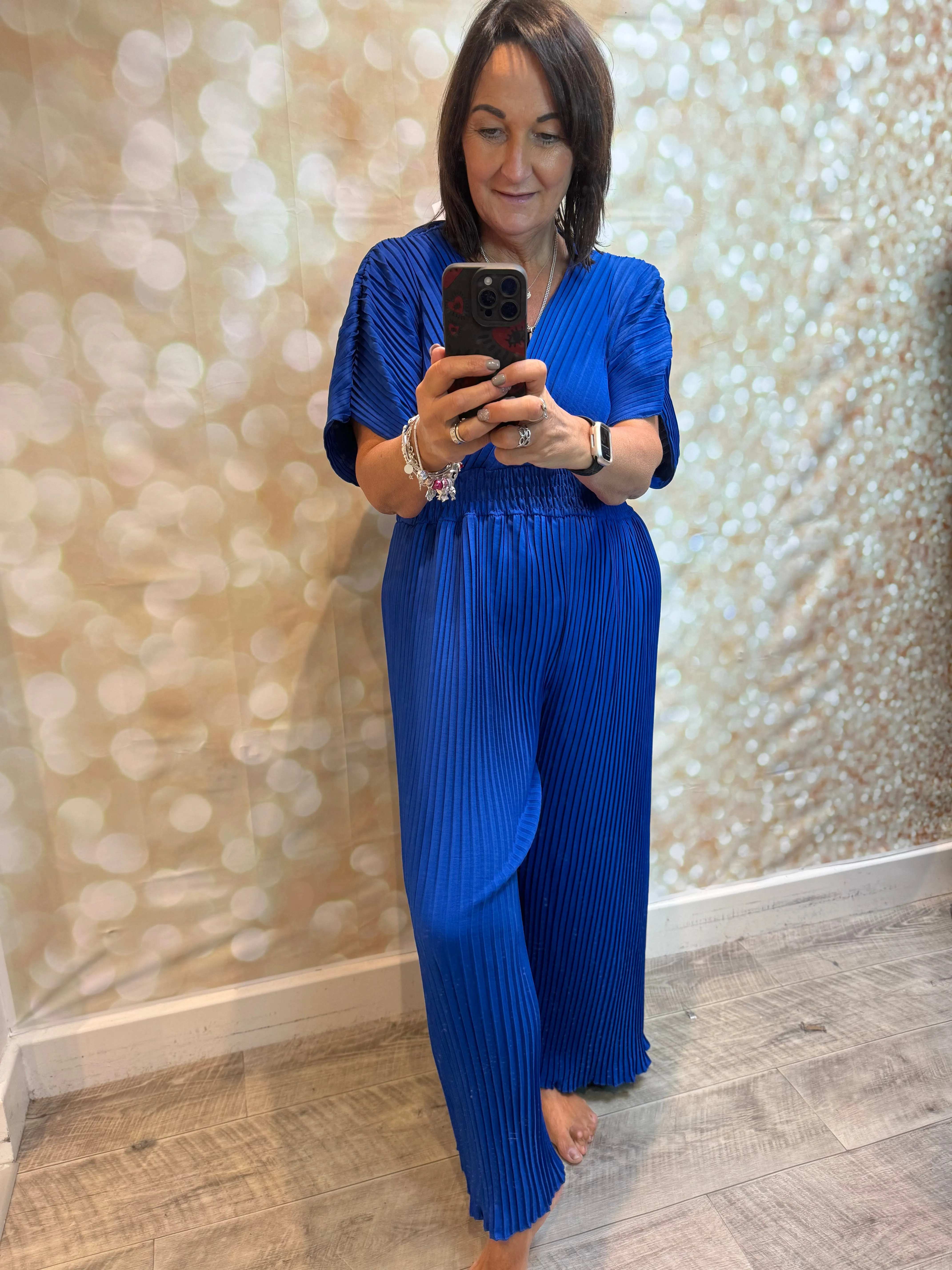 Pleated Palazzo Jumpsuit