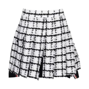 Pleated Tweed Miniskirt