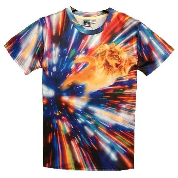 Psychedelic Vortex Kitty Tabby Cat Graphic Print Graphic Tee | Gifts for Cat Lovers