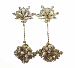 Rhinestone Drop Earrings by Hattie Carnegie. Stunning Clip-on Earrings with Lots of  Sparkle.