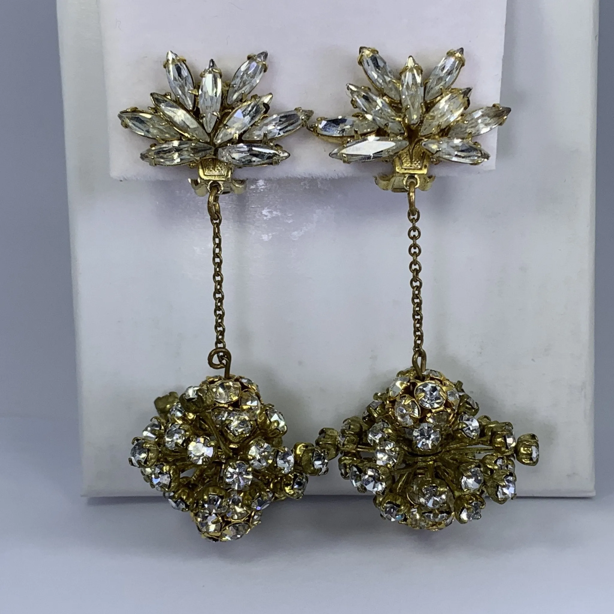 Rhinestone Drop Earrings by Hattie Carnegie. Stunning Clip-on Earrings with Lots of  Sparkle.