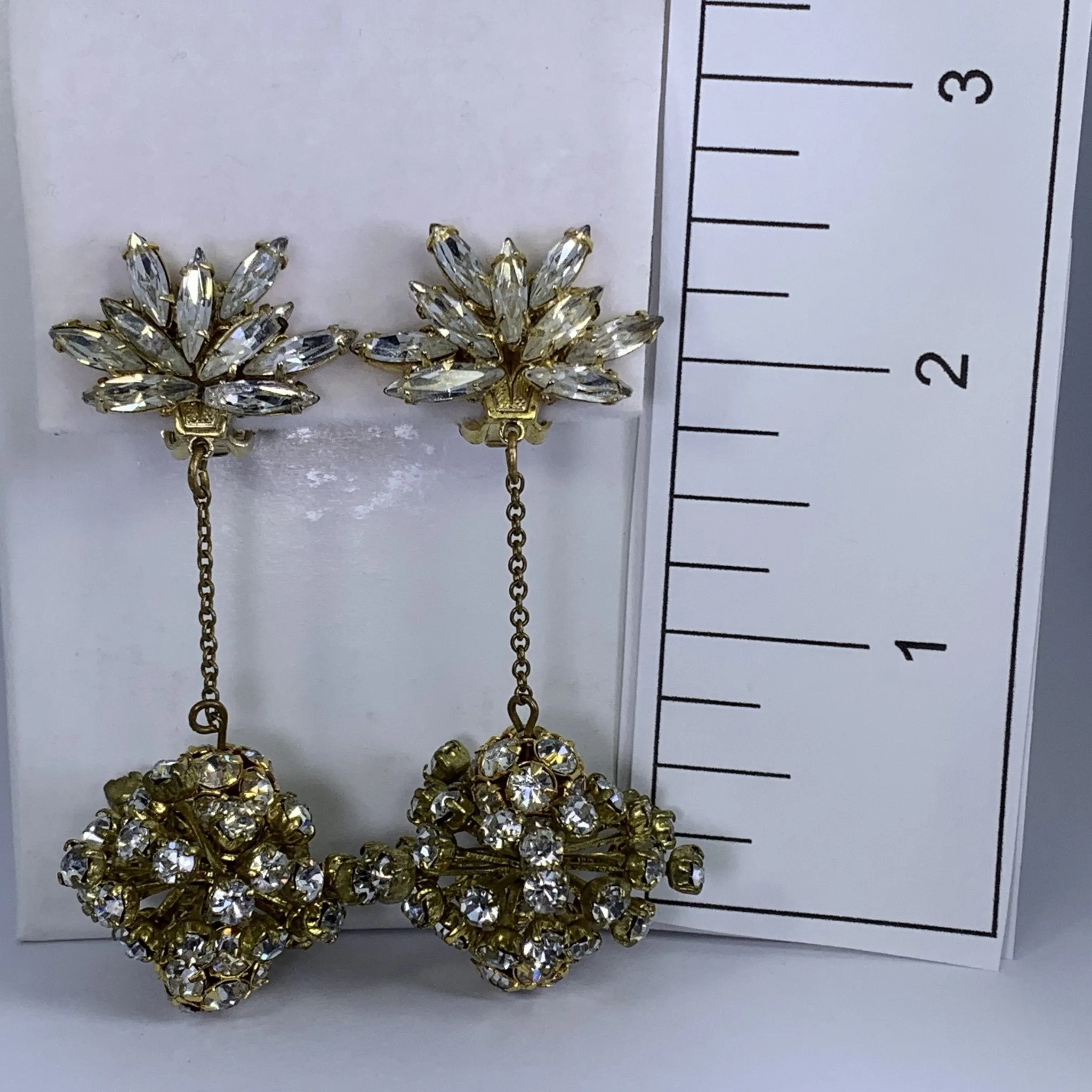 Rhinestone Drop Earrings by Hattie Carnegie. Stunning Clip-on Earrings with Lots of  Sparkle.