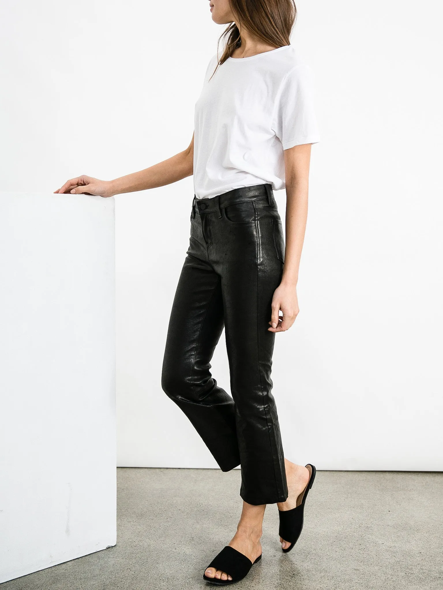 Selena Mid-Rise Crop Bootcut - Leather