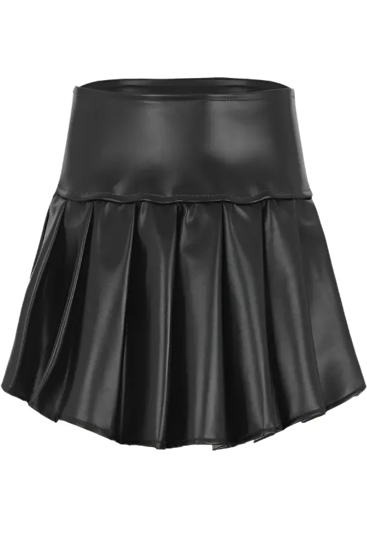 Short Pleated PU Skirt