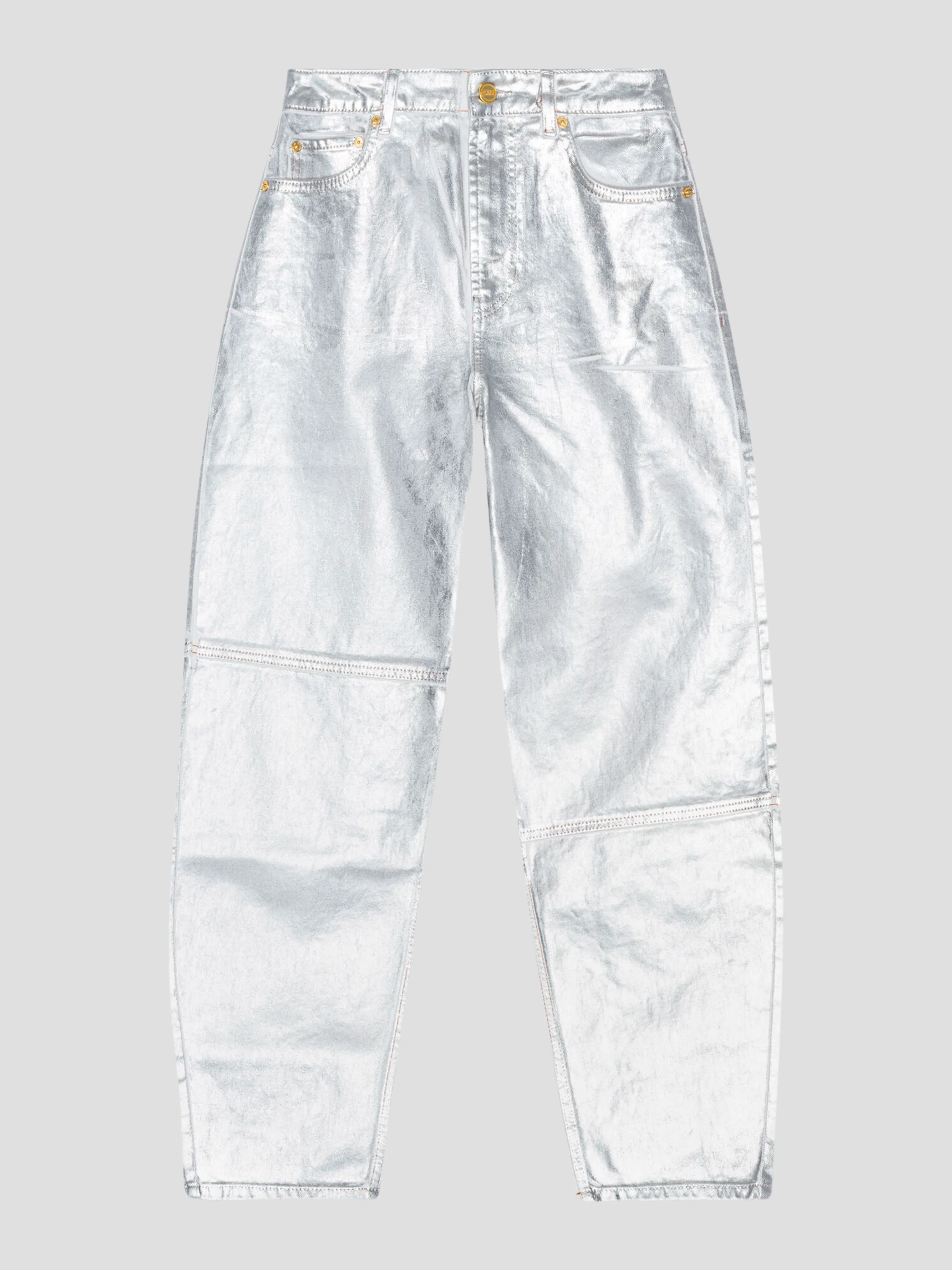 Silver Foil Denim Pants