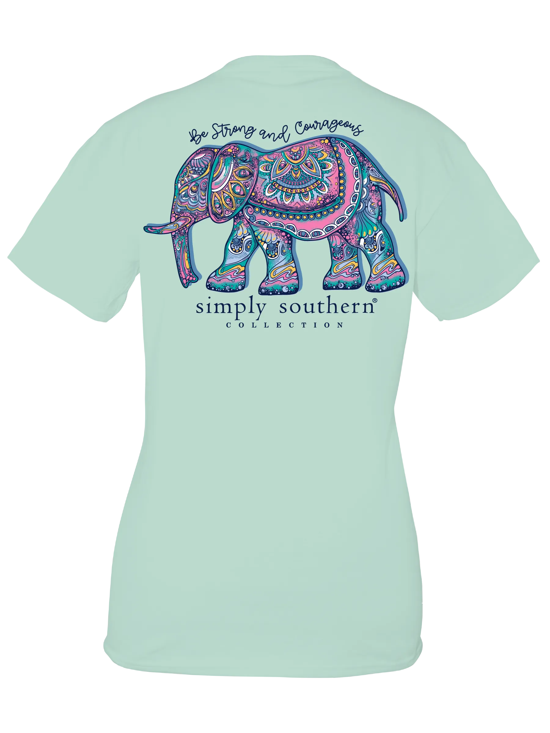 Simply Southern 'Stay Strong and Courageous' Mandala Elephant Tee in Adult and Youth Sizes