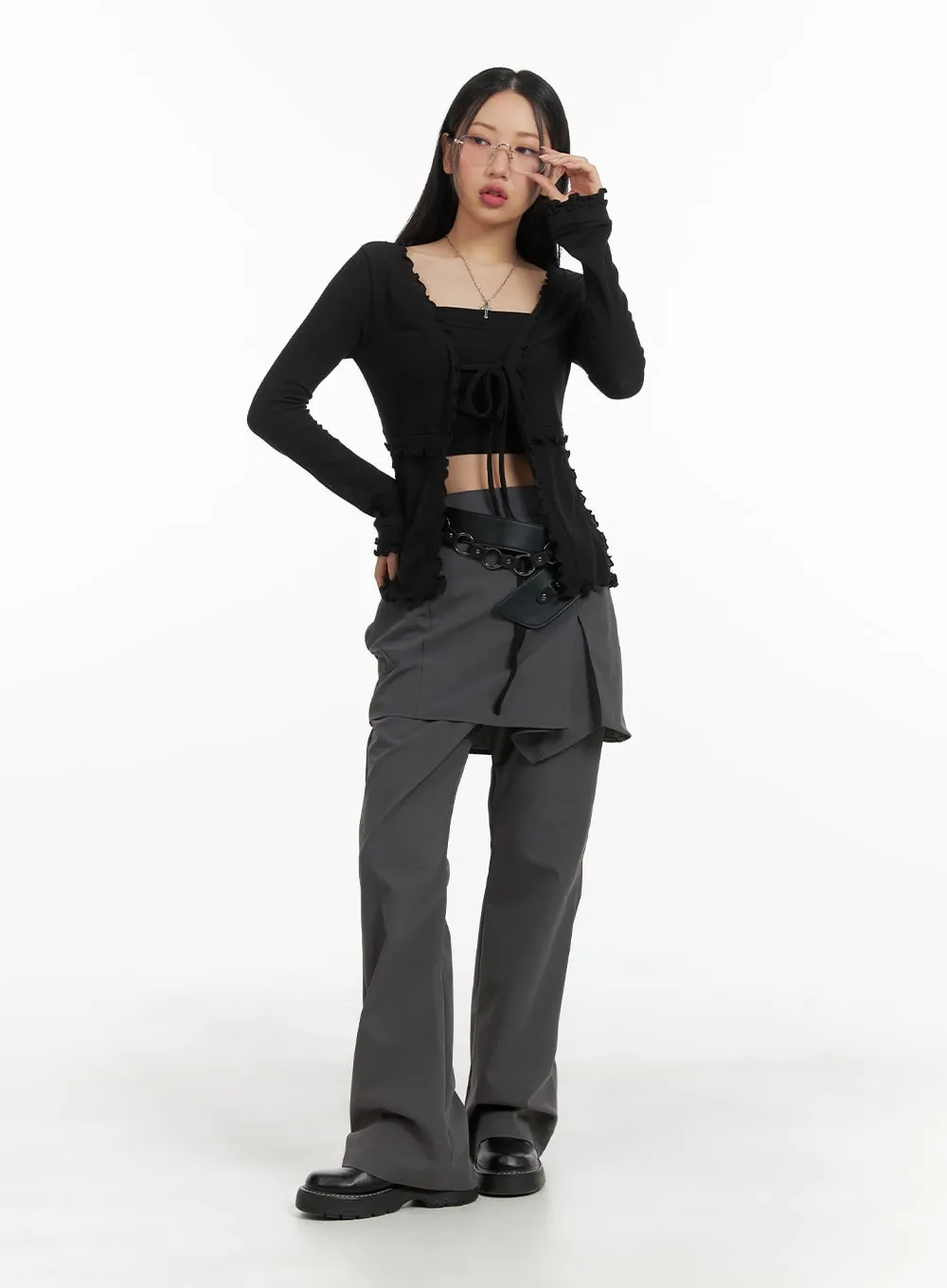 Solid Skirt Over Pants CM421