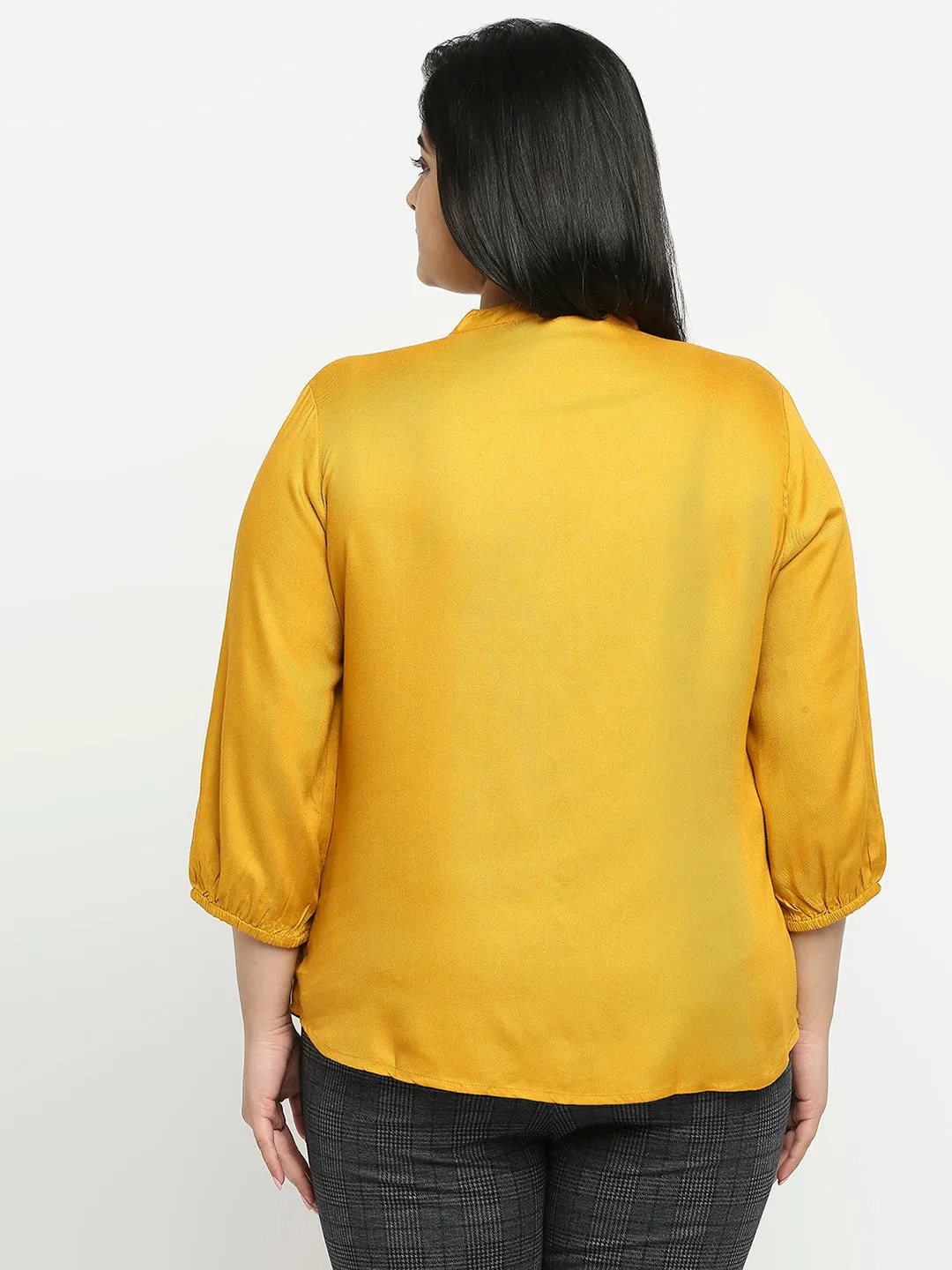 Style Quotient Plus Women Solid Mustard  Viscose Rayon Formal Shirt