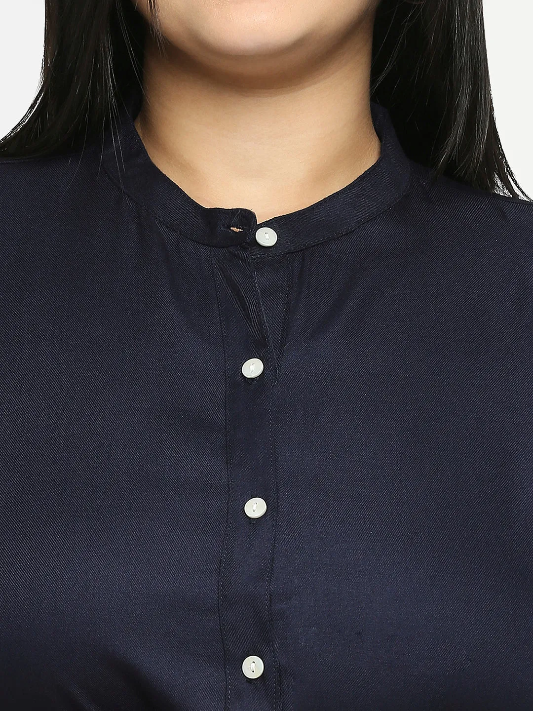 Style Quotient Plus Women Solid Navy Blue Viscose Rayon Formal Shirt