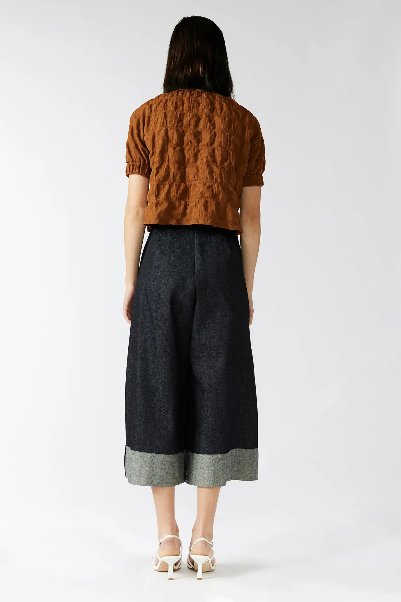 TERRACOTTA TOP [ Burnt Orange Cotton, Short Sleeves ]