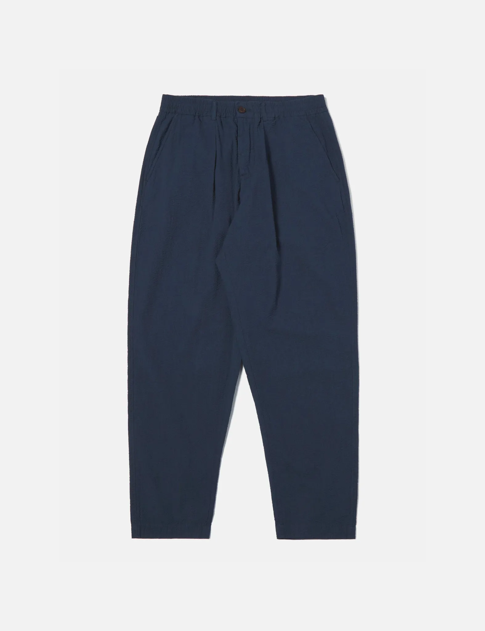 Universal Works Pleated Seersucker Track Pant (Relaxed) - Navy Blue