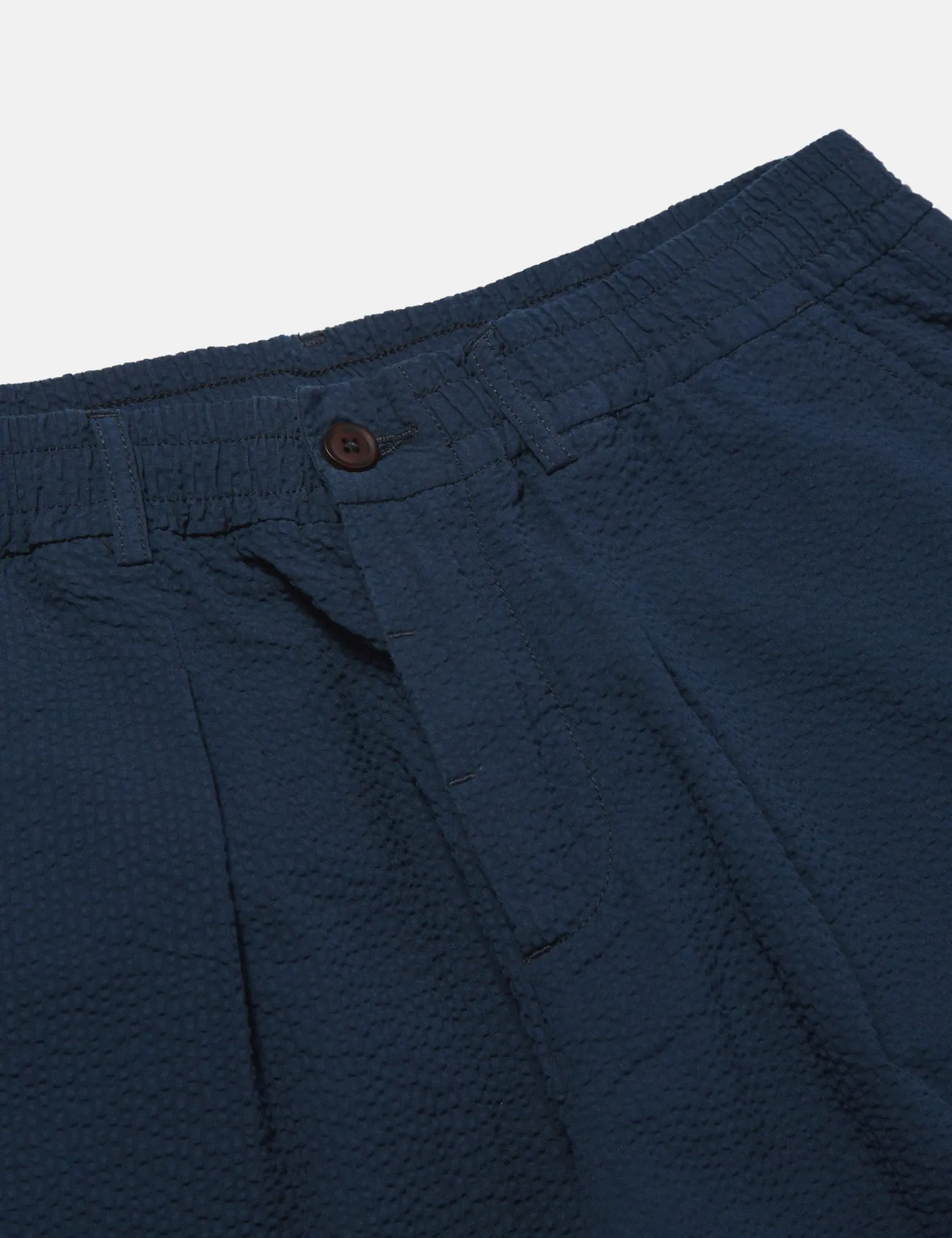 Universal Works Pleated Seersucker Track Pant (Relaxed) - Navy Blue