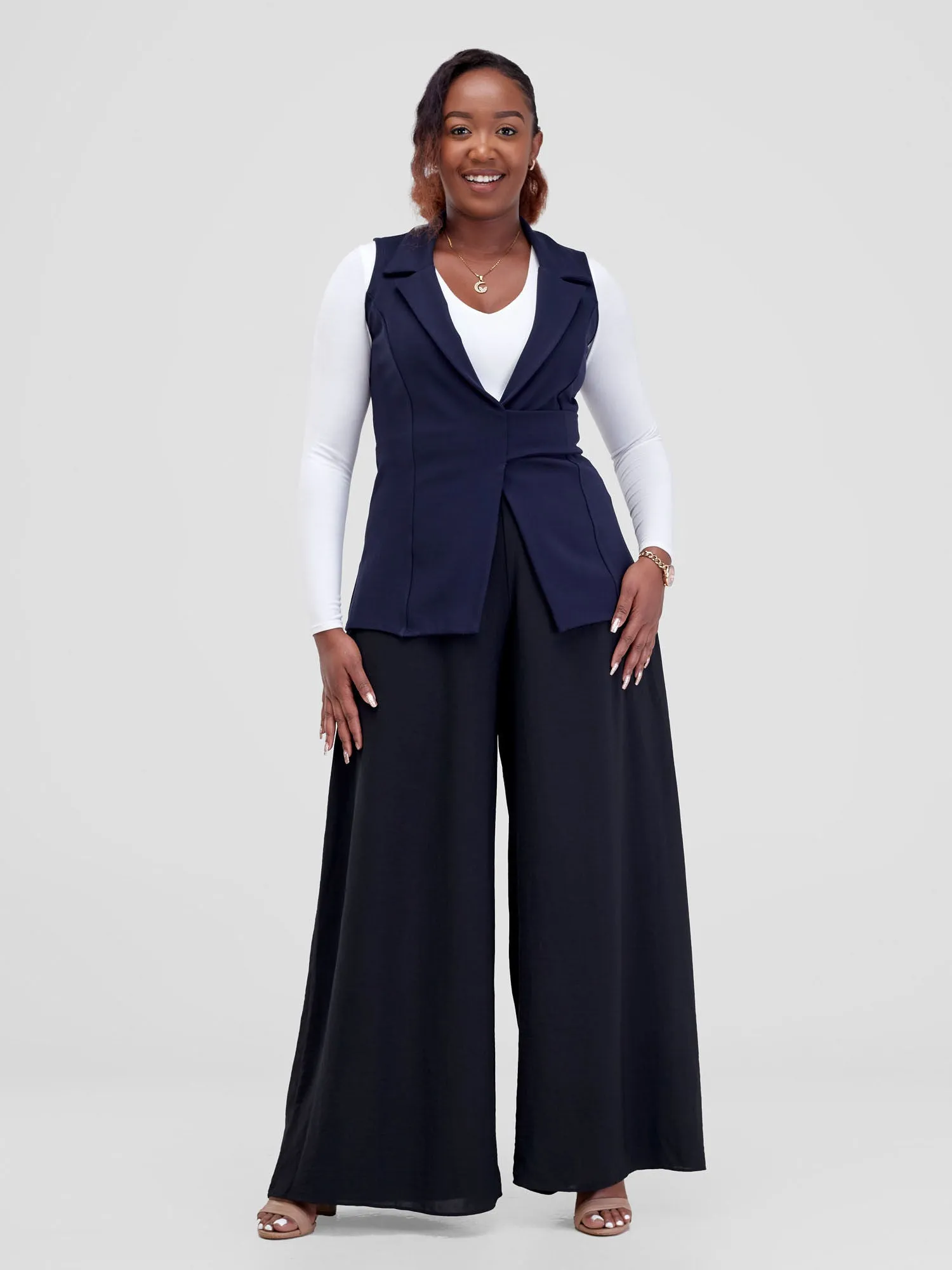 Vivo Tande Sleeveless Blazer - Navy Blue