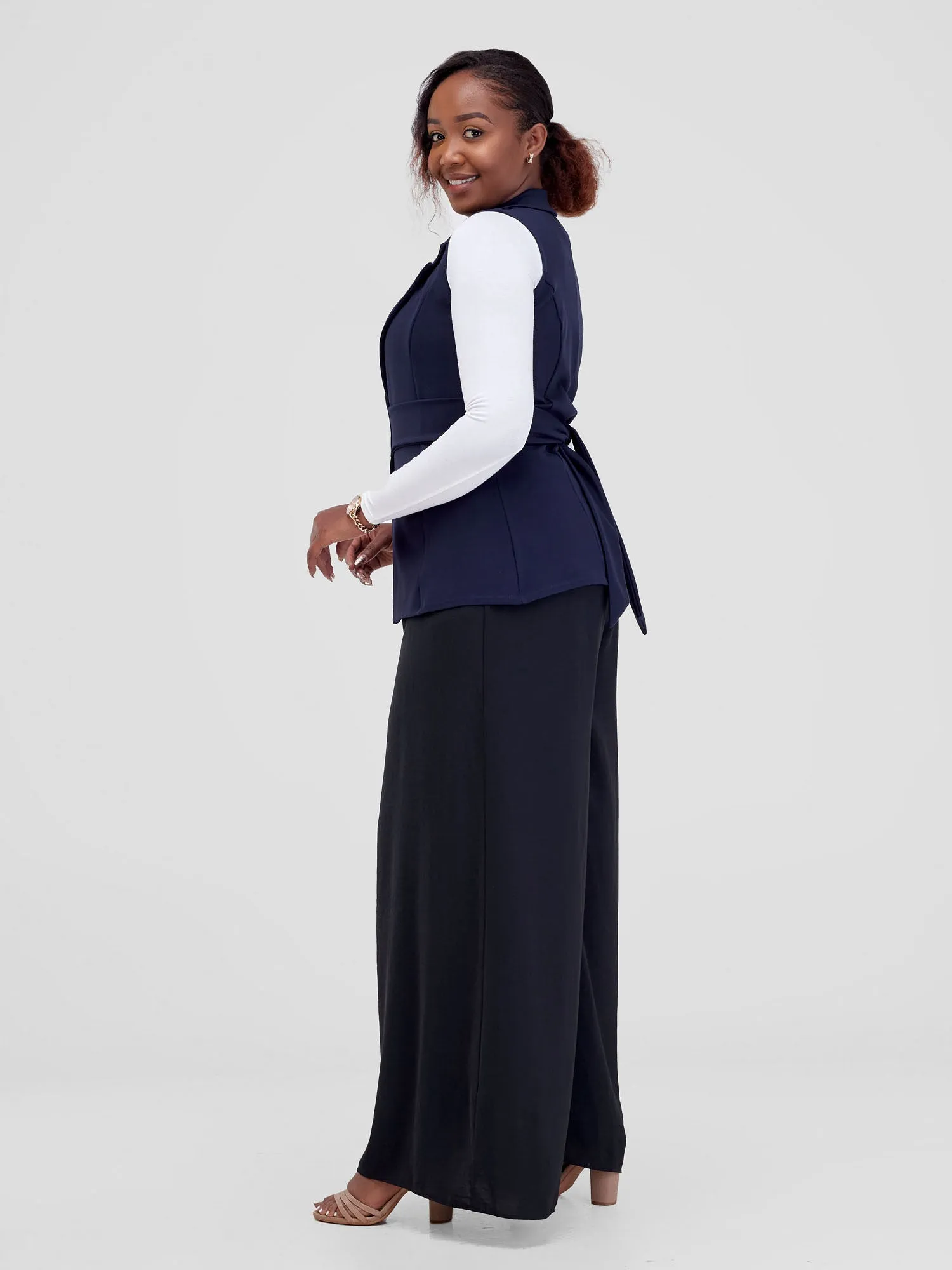 Vivo Tande Sleeveless Blazer - Navy Blue