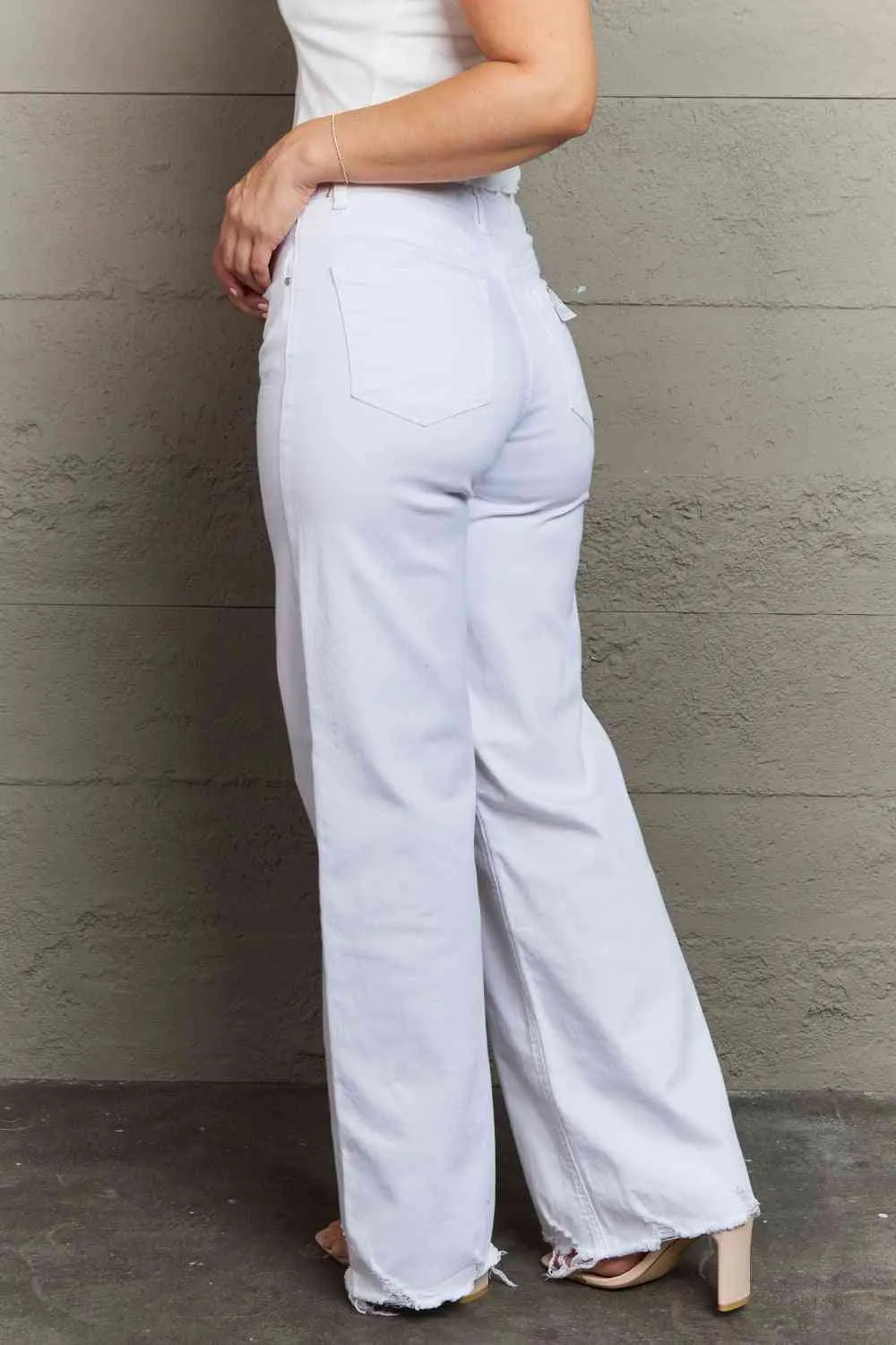 Waist Wide Leg Jeans in White