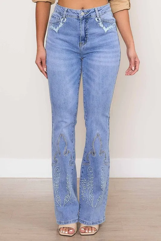 Western Embo Bootcut Jeans