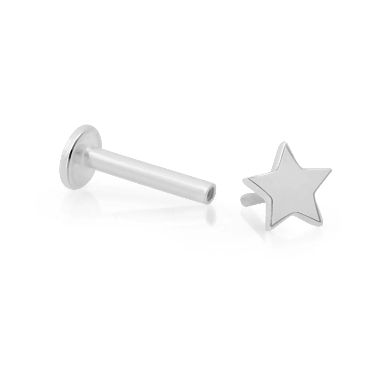 White Gold Star Flat Back Stud