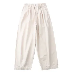 White K-Style baggy pleated pants for women