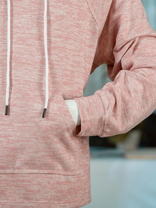 Women Pink Polyester Hoodie