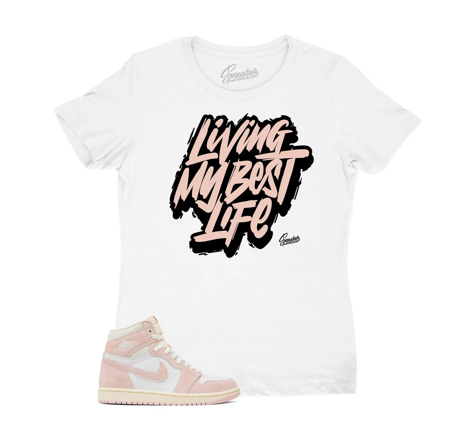 Womens Washed Pink 1 Shirt - Living Life - White