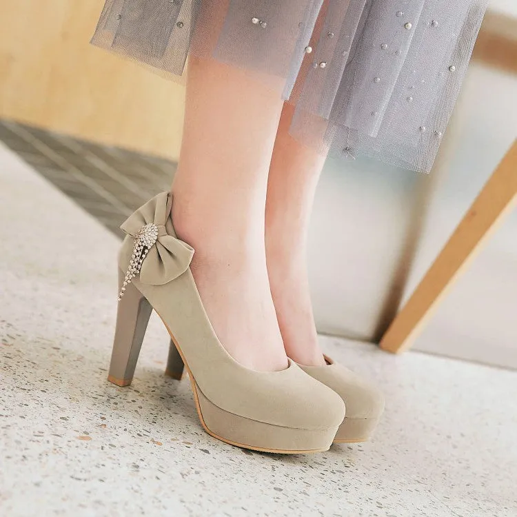 Women'sWomen's Suede Rhinestone Platform Pumps High Heels Shoes