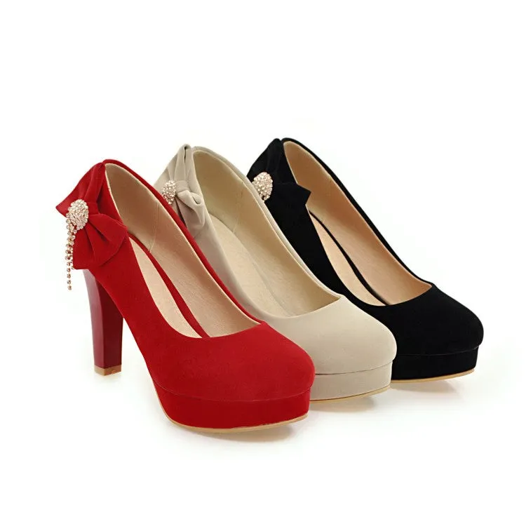 Women'sWomen's Suede Rhinestone Platform Pumps High Heels Shoes