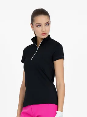 Zone Short Sleeve Quarter Zip Top - Black